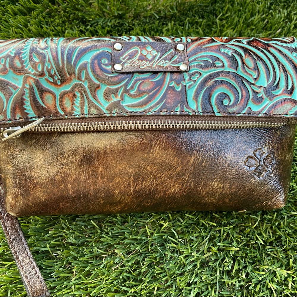 Patricia Nash Prairie Rose Embossed Leather Clutch/Wristlet